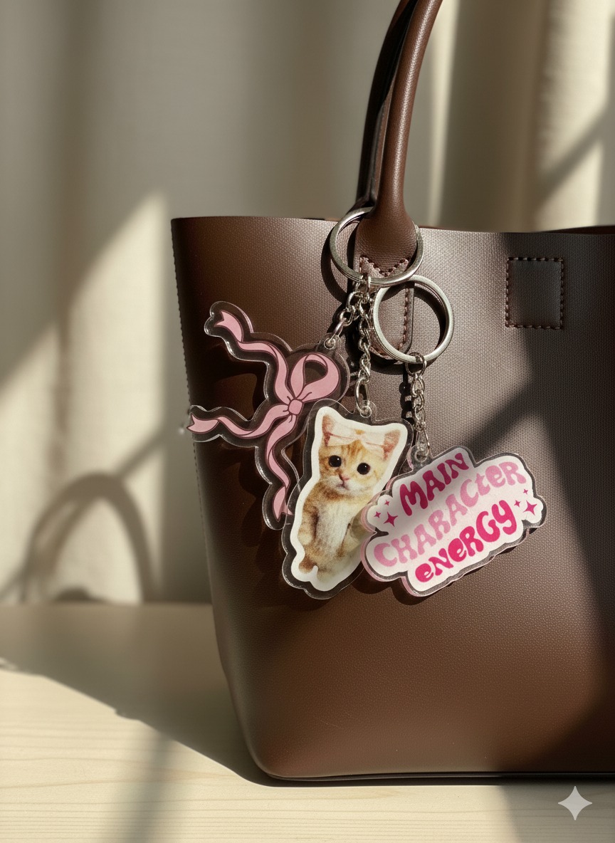 Smol Cat with Text Keychain